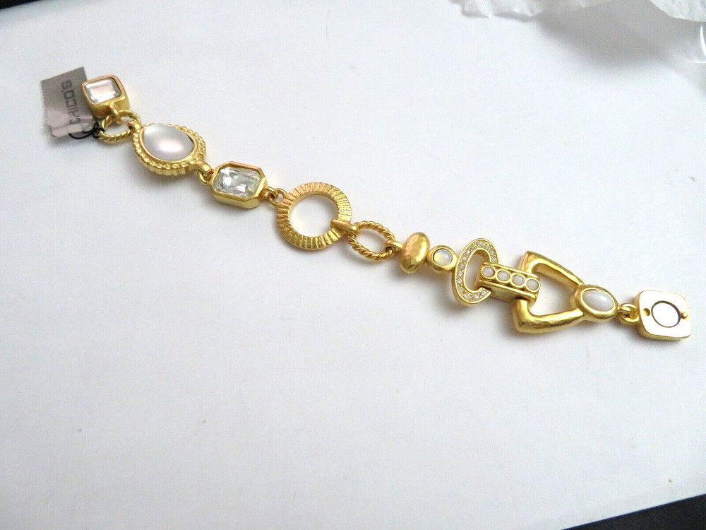 CHICOS "AYSEL" VINTAGE GOLD POWDER COAT BRACELET 7"