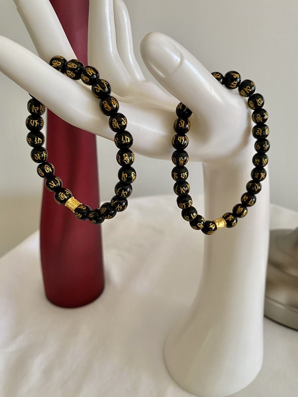 Piayao 24k Obsidian stone bracelets for male/female $ 65.00 each SALE $50 each gallery