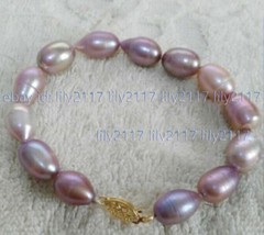 Elegant 11-12MM South Sea Natural Baroque Lavender Pearl Bracelet 7.5-8Inch