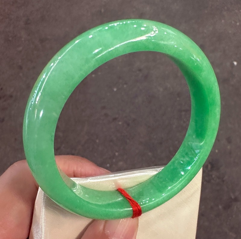 Natural Grade AAA Bean Green Burmese Jade jadeite bracelet bangle Big Size 64MM gallery