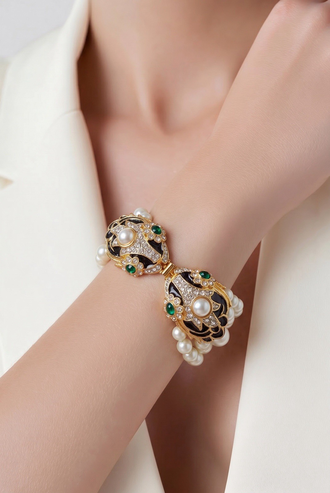 Kenneth Jay Lane Enamel & Swarovski Crystal Twin Koi Fish Bracelet gallery