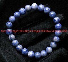 9 In Natural 6/8/10/12mm Blue White Lapis Lazuli Round Gemstone Beads Bracelet