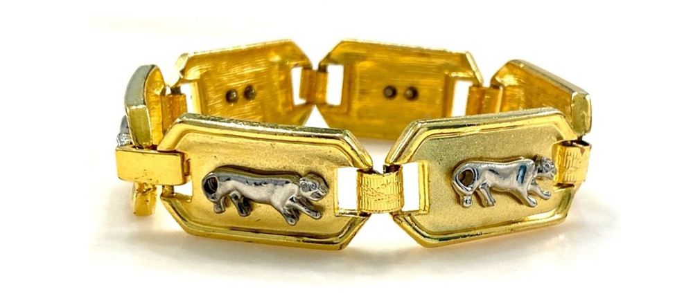 Vintage Gold and Silver Panther Link Bracelet