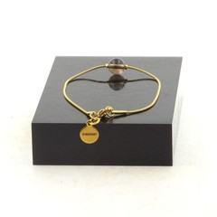 Stones And Minéraux. Bracelet Steel Golden Stainless 1 Pearl Smoky Quartz From