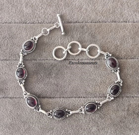 Red Garnet Gemstone Solid 925 Sterling Silver Women Hand Adjustable Bracelet RK* gallery