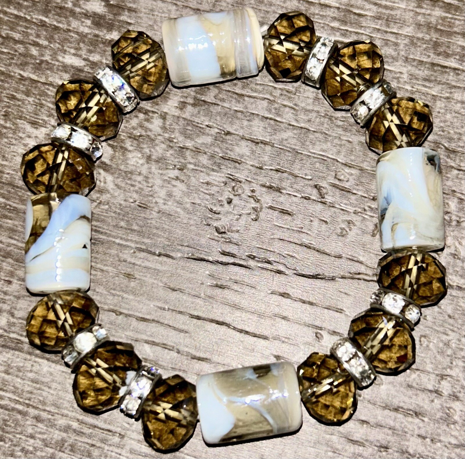 9” Circumference Glass, Crystal And Rhinestone Bracelet gallery