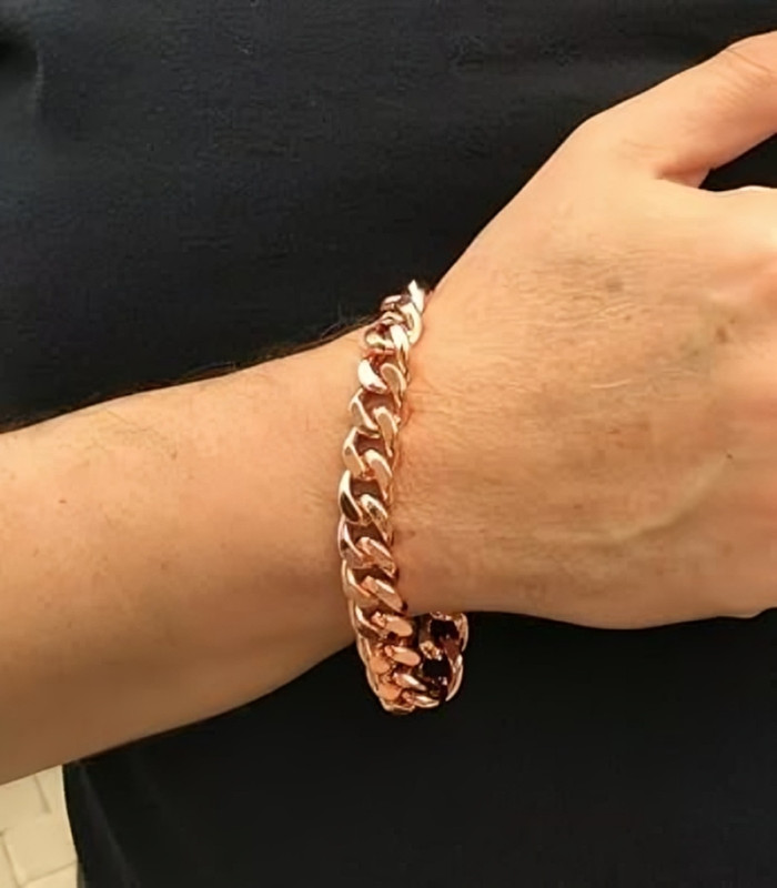 Pure Solid Copper Bracelet Arthritis Cuban Chain Curb Link Rider 11 mm Bracelet gallery