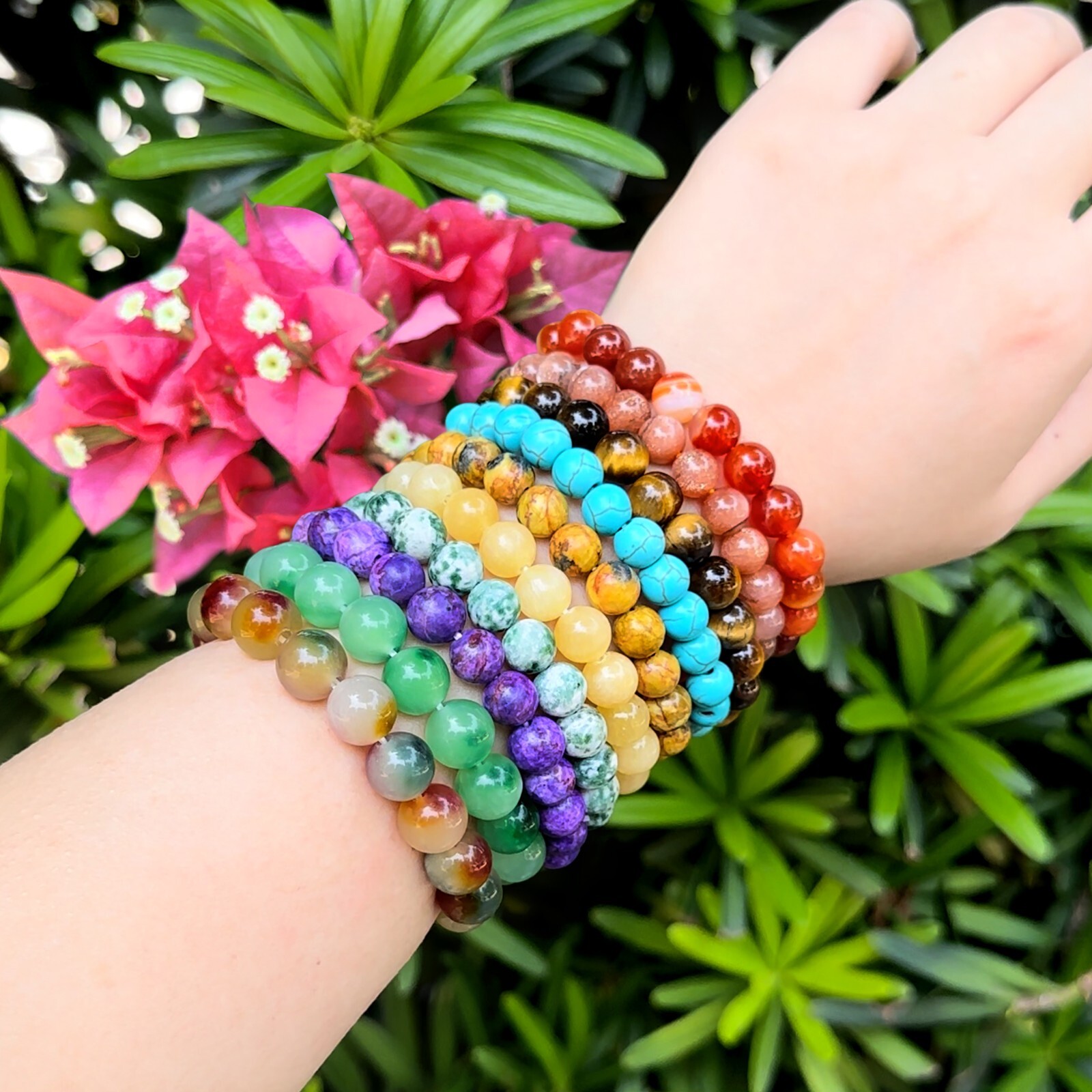 8-10mm Stretchy Stone Bracelets Assorted Natural Gemstone Beads Healing Reiki gallery