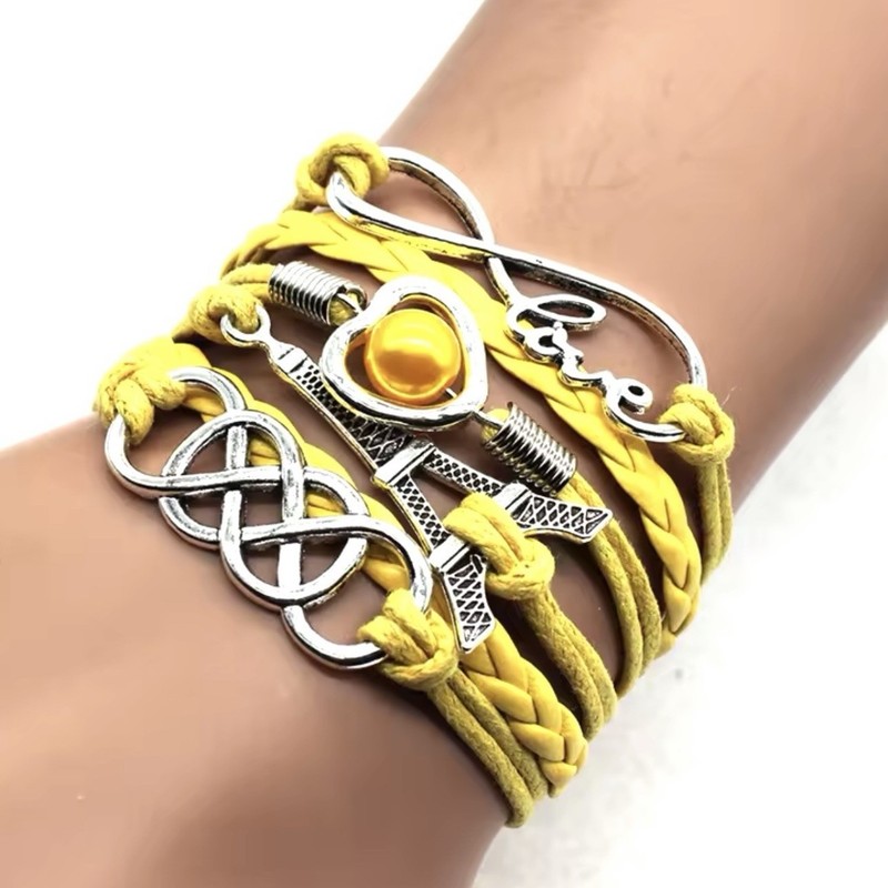 2 Infinity Bracelets Love Hearts Bracelets 1 Green 1 Yellow gallery