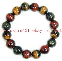 Huge 14/16/18/20mm Yellow Blue & Red Tiger’s Eye Gemstone Bracelet 7.5” AAA+