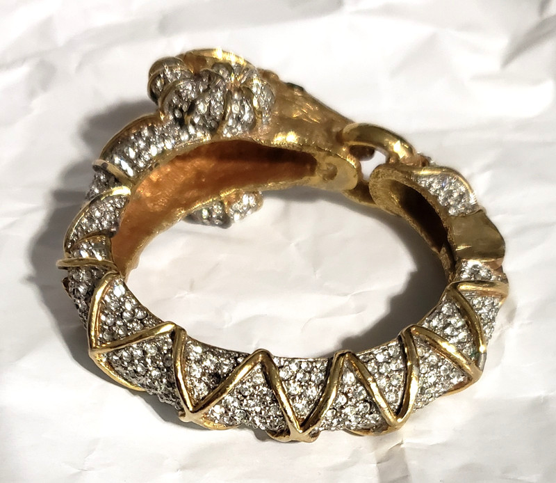 Kenneth Jay Lane RAM Bangle Bracelet Gold Tone Not Signed CLASP PROBLEM gallery