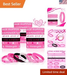 Pink Ribbon Breast Cancer Bracelets Bulk Silicone Wristbands Awareness Gifts