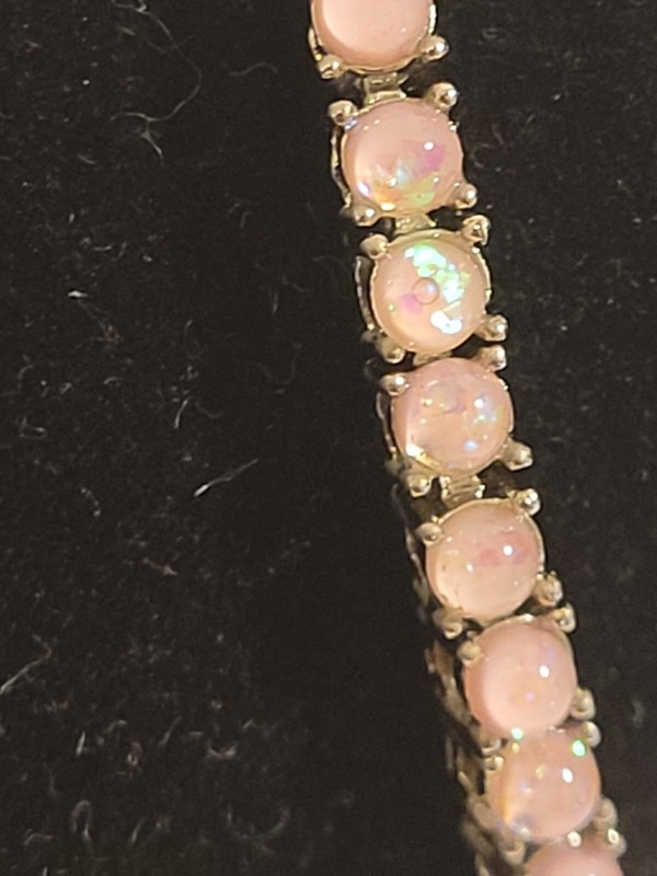 Tennis Style Lab Created Pink Opal Silvertone Bracelet gallery