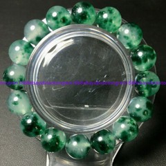 12mm Natural Green Jade Jadeite Round Gemstone Bead Bracelet 7.5 Inch AAA+