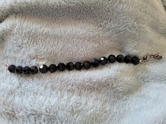 Swarovski Black Faceted Crystal Bead 8″ Bracelet – Rhinestone Swan – Signed