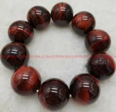 Natural Huge 20mm Red Tiger’s Eye Gemstone Round Beads Elastic Bracelets 7.5”