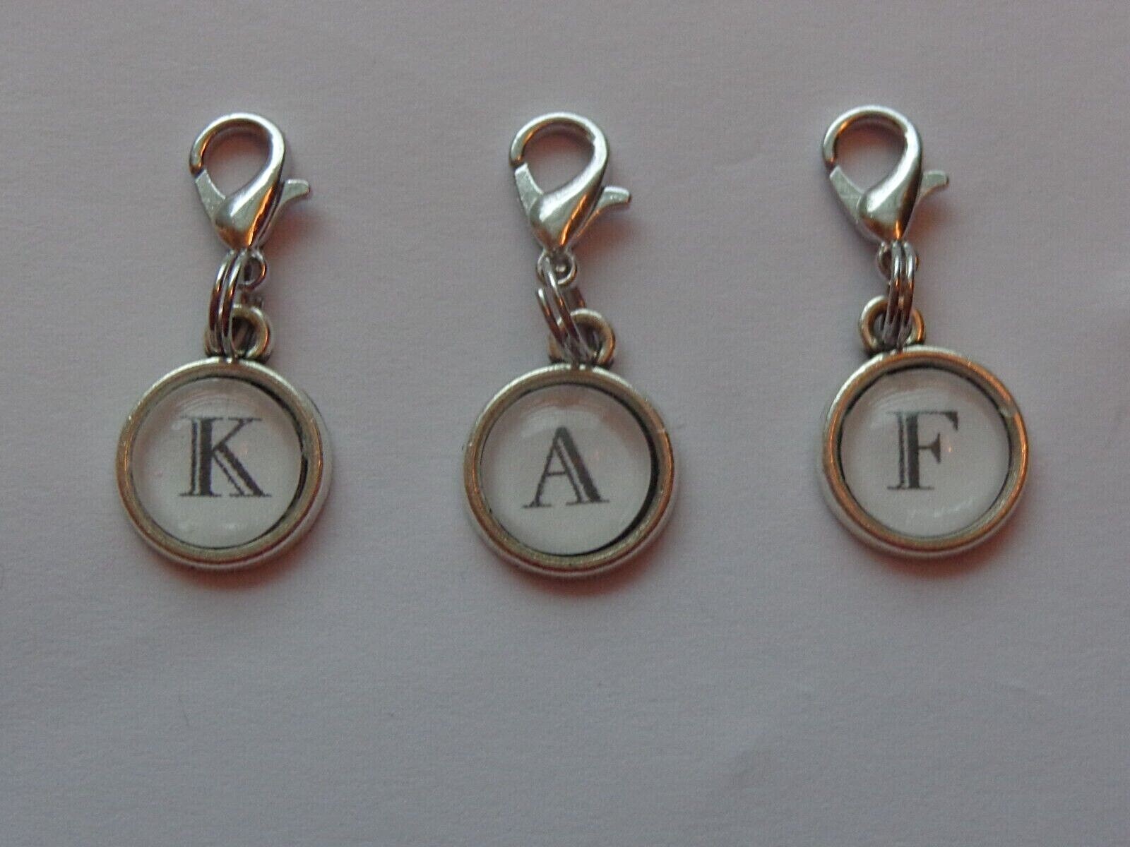 INITIAL CHARMS A TO Z ALPHABETH CLIP ON DANGLE CHARM BRACELETS NECKLACE ZIPPER gallery