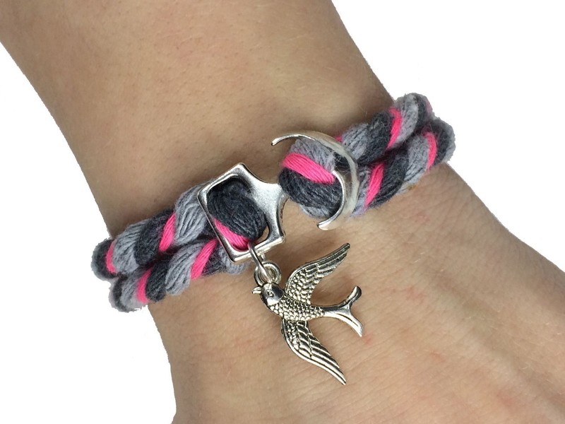 Schwalbe Cord Bracelet Miniblings Band Mauersegler Cord Arm Band Bird Pink Gra gallery