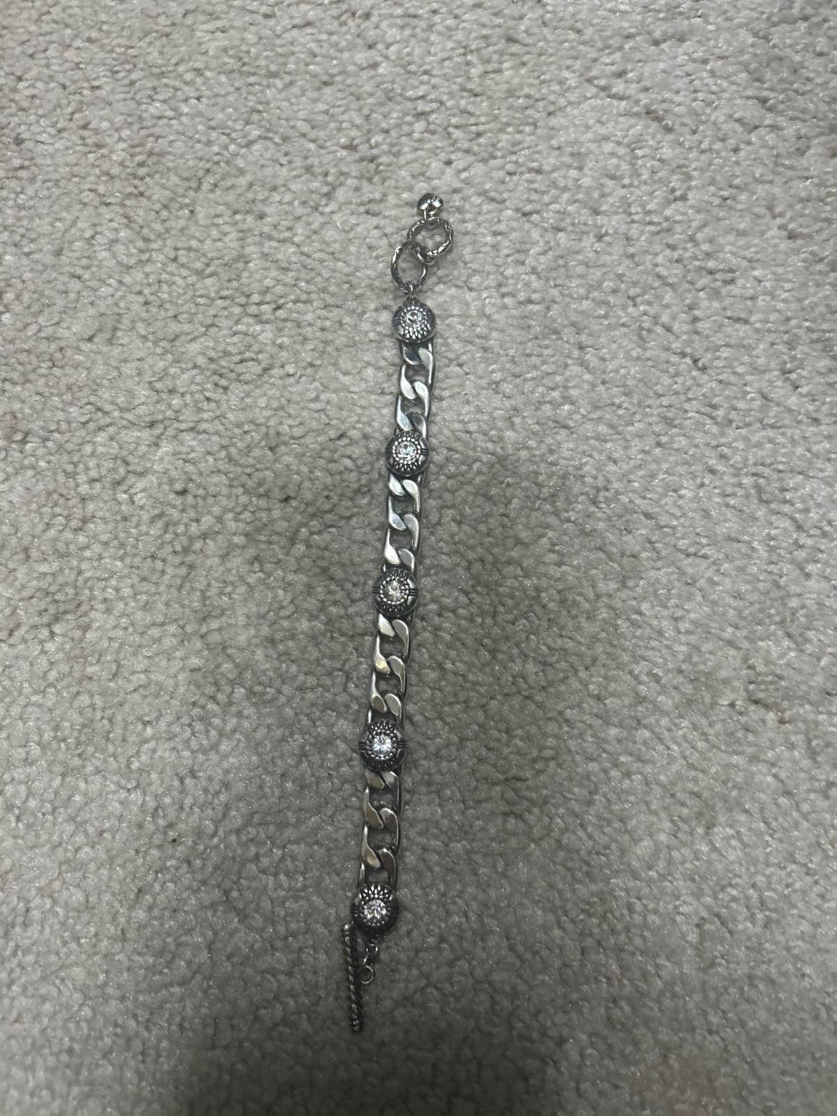 Brighton Curb Link Rhinestone Silver Plated Station Wide Women's Bracelet gallery