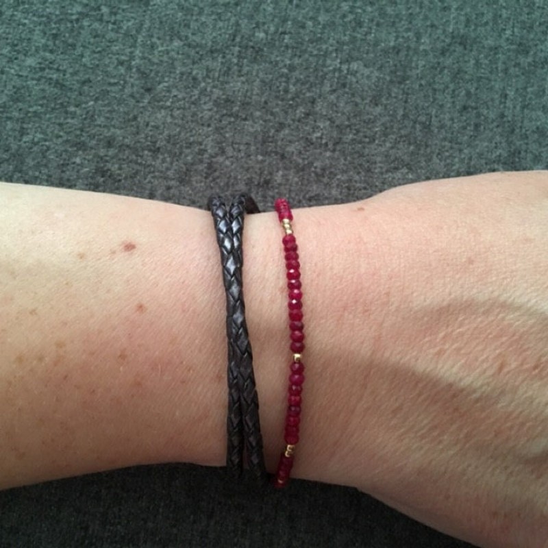 Natural 4mm Ruby Stone Beaded Bracelet Red Gemstone Braided Bracelet for Love gallery