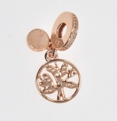 Pandora Charm Sparkling Family Tree Dangle 14K Rose Gold Plated 781728CZ