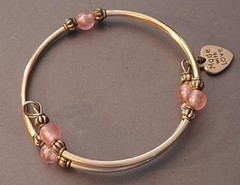 Jewelry Alex & Andi Pink Beads Expandable Wire Bangle Bracelet “Made with Love”
