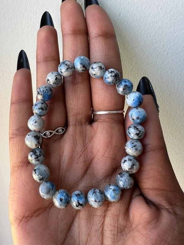 Handmade K2 Himalayan Blue Azurite 8MM Unisex Bracelet Reiki Healing Gift gallery