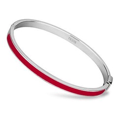 Red Line Bangle Stainless Steel & Epoxy Womens Stackable Oval w Hinge 7.5″