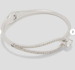 Buckley London Hatton Bangle, Polished Rhodium Plated, pear cubic Zirconia