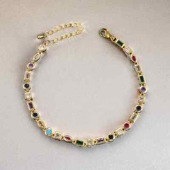 6 Ct Round Simulated Multi-Gemstones 925 Sterling Silver Women’s Tennis Bracelet