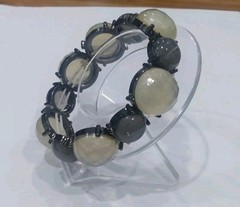 Stretch Bracelet Resin Glow With UV Light Medium Gray & Cream Color Sz 8 -10 Ins