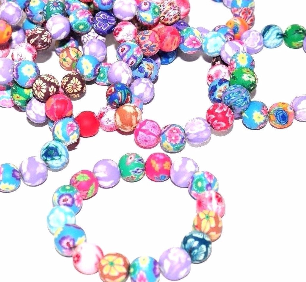 Polymer Clay Stretch Bracelet Beads Flower design gallery