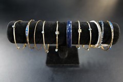 10 Pc Bracelet Gold Tone Navy Blue Lot Assorted Mixed Styles Bangles Cuffs A11