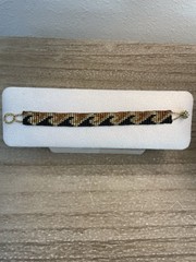 Southwestern Wave Delicate Beaded Bracelet Black Gold Brown