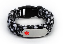 Paracord Medical ID Survival Bracelet with Color emblem Free medical wallet Card