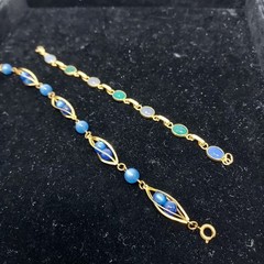 Stone Gold Tone Bracelets Scarab Beetle and Caged Bead Lot of 2 Delicate