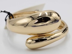 Open Edit Gold-Tone Chunky Teardrop Wave Hinged Open Bangle Bracelet NWT $30
