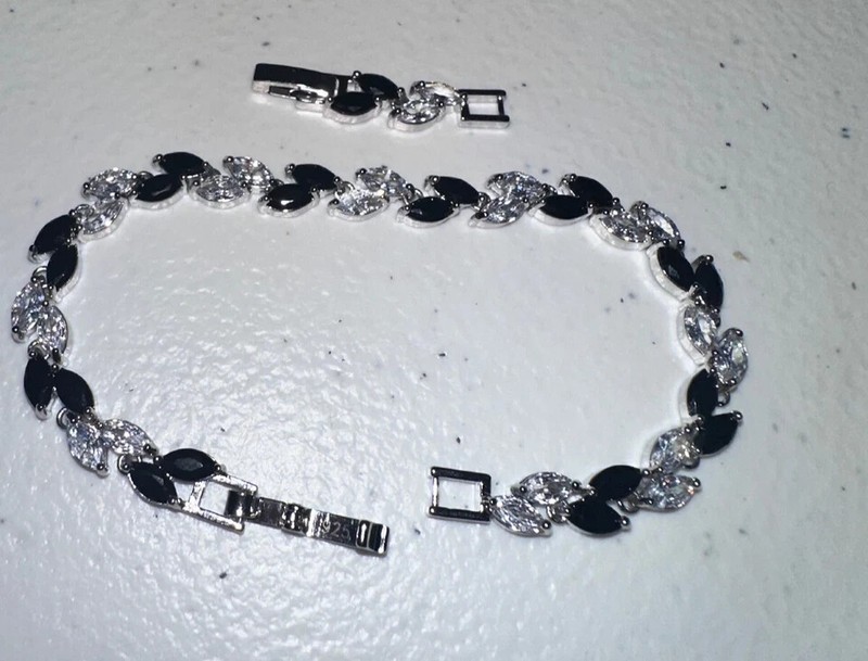 9 Ct Marquise Simulated Sapphire Women's Tennis Bracelet 14K White Gold Plated gallery