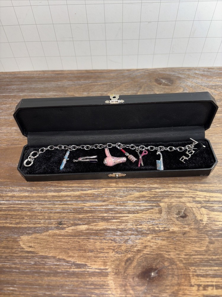 "BEAUTICIAN" STYLE GORGEOUS SILVER BRACELET BY RUSK SWAROVSKI CRYSTALS As Shown