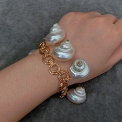 21x26mm Natural White Sea Shell Charm Bracelet Summer Beach Bracelet