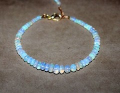 Natural Ethiopian fire opal beaded bracelet in 925 silver smooth opal bracelet