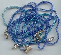 1/4 LB SAPPH GLASS STRETCH SILVER CHARMS BRACELETS T185