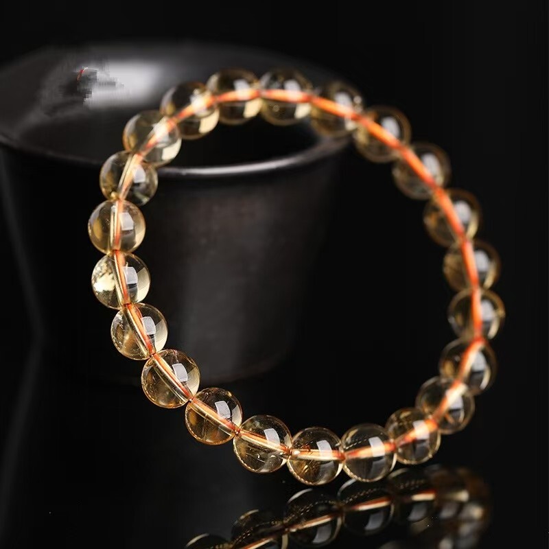 8mm Natural Yellow Citrine Gemstone Crystal Round Bead Bracelet AAAAA gallery