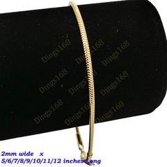 18K Yellow Gold Filled 2mm Snake Chain Bracelet/Anklet 5″/6″/7″/8″/9″/10″/11/12″