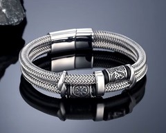 STAINLESS STEEL *** Celtic Viking Wire Rope Steel Rope Bracelet 19-21-23 cm