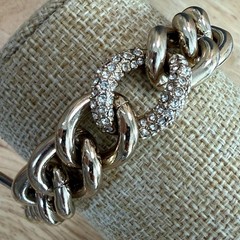 Glam Y2K Angel Rhinestone Gold Curb Chain Bracelet Victoria’s Secret