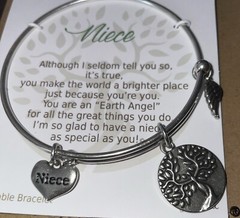 Earth Angel NIECE Silver Toned Expandable Bracelet NEW! NIB