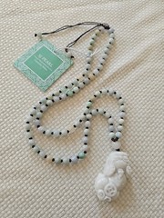 SJ PEARL Bold Beaded Chunky Jade Dragon Detailed Necklace Statement Piece