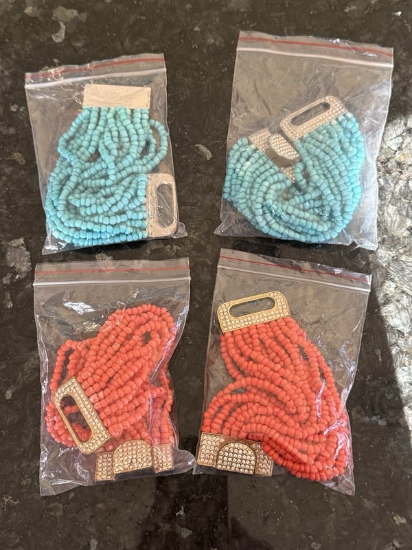 Suzanne Somers 4 Pave’ Crystal Stretch Bracelet Lot Turquoise Coral (Never Worn) gallery