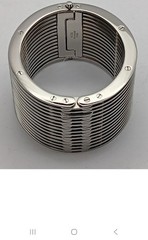 Zoppini Stainless Steel Wide Cuff Bracelet Silver Hinged Adjustable 2.5in